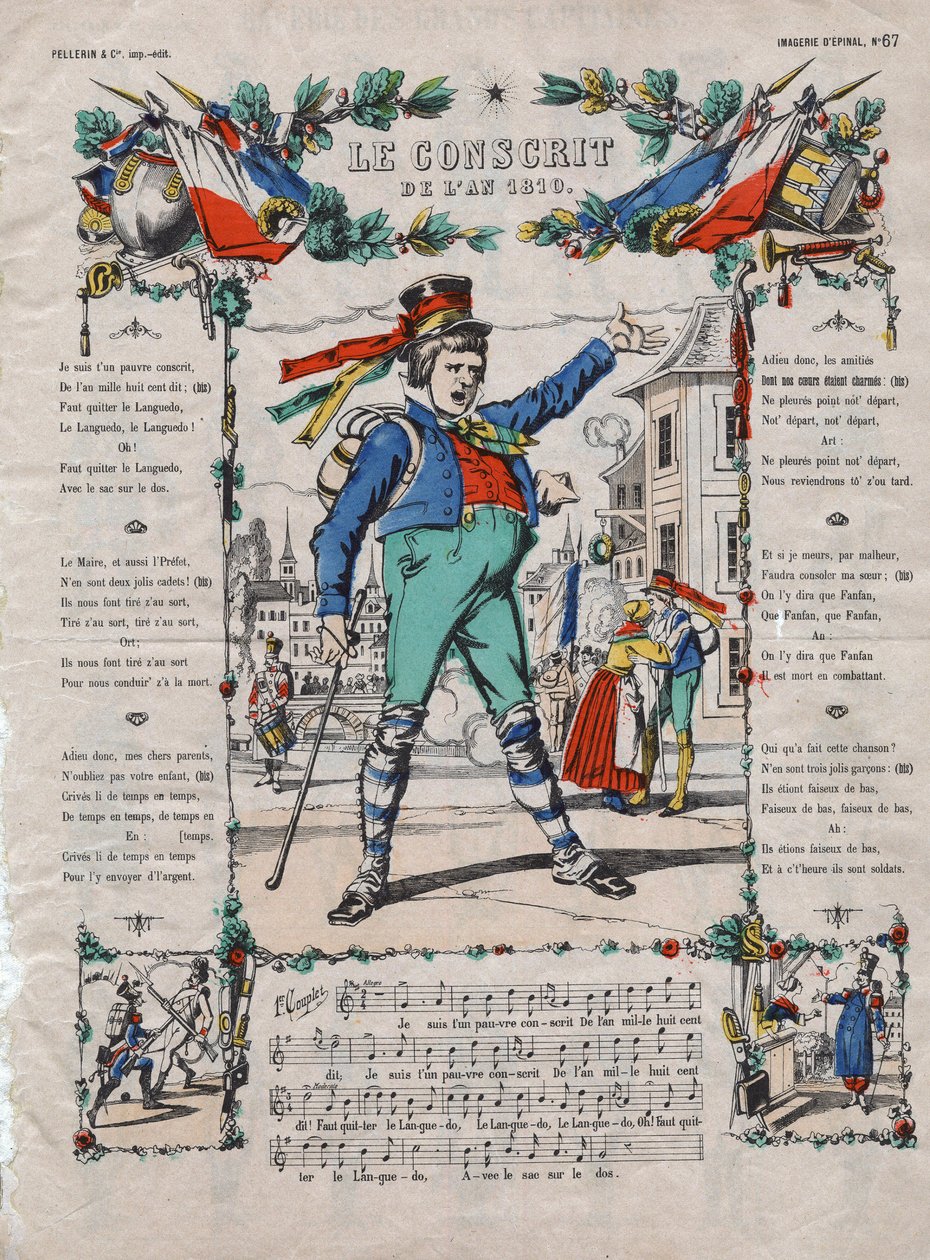 A canção francesa do século XIX, do ano 1810. de French School