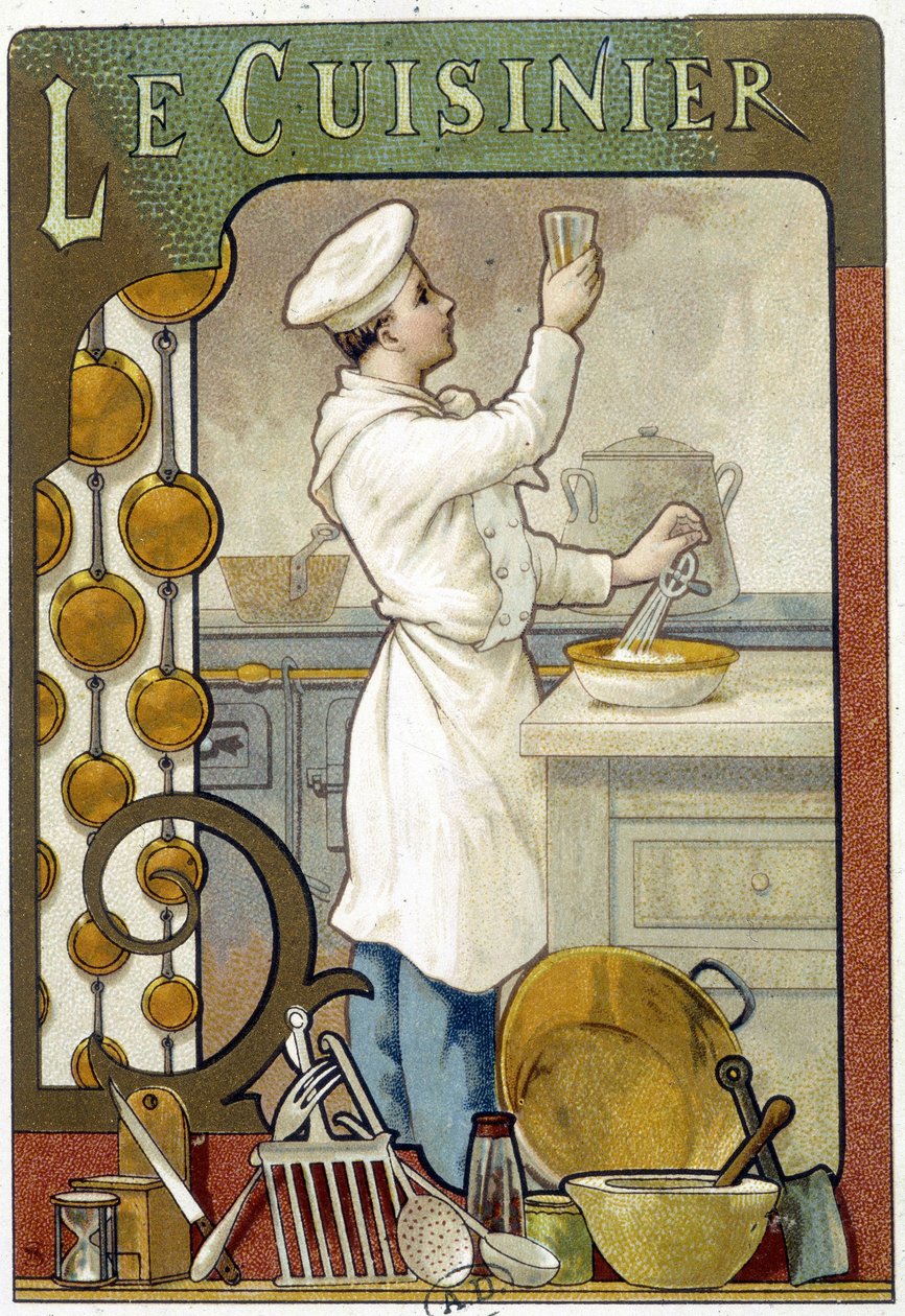 O cozinheiro - Cromolitografia 1900 de French School