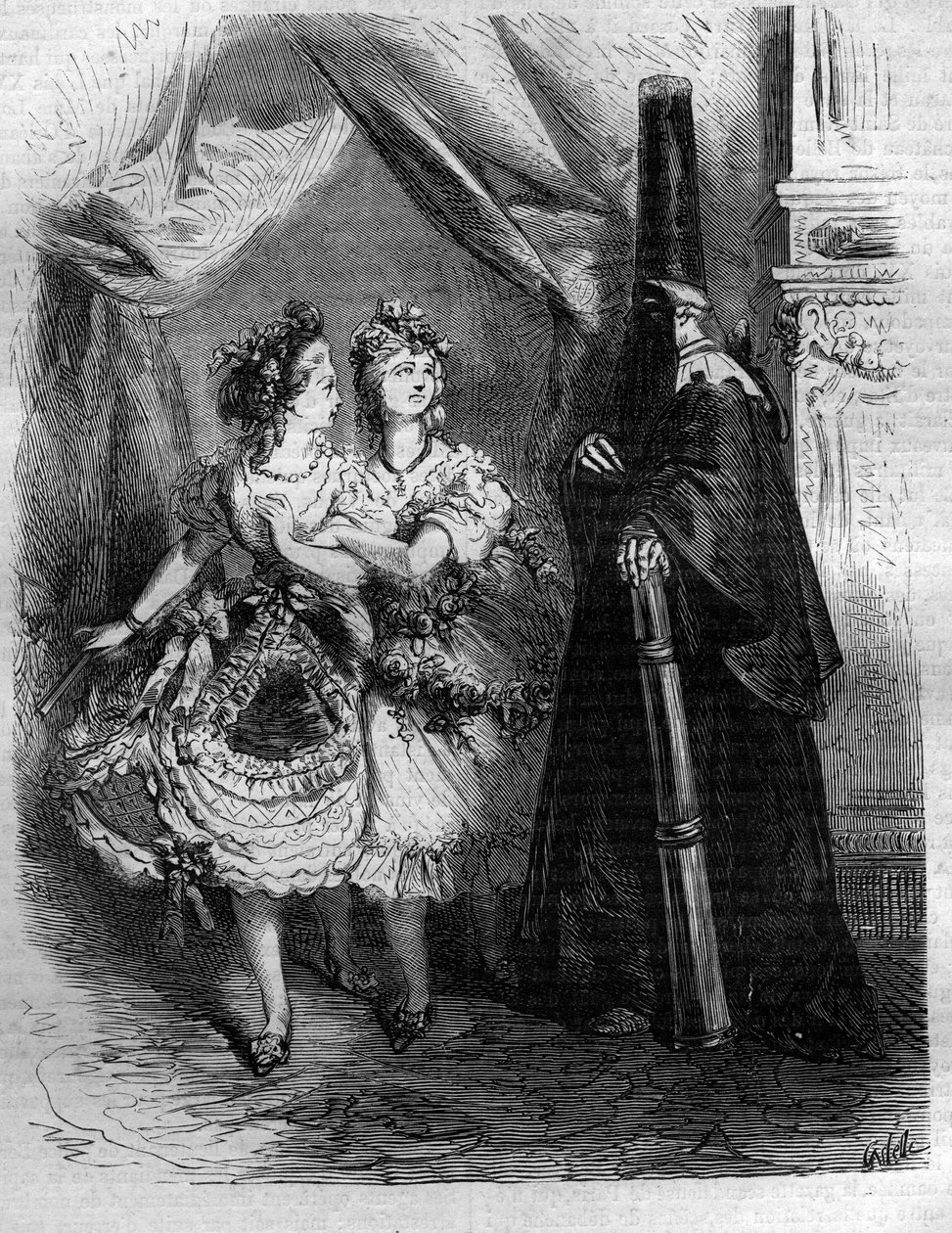 As filhas do "harém" do Rei da França Luís XV disse a Bien-Aimz (1710-1774). Gravura em "Histoire des Papes-Rois-Queen and Empereurs a travessa les centuries" por Maurice Lachatre de French School