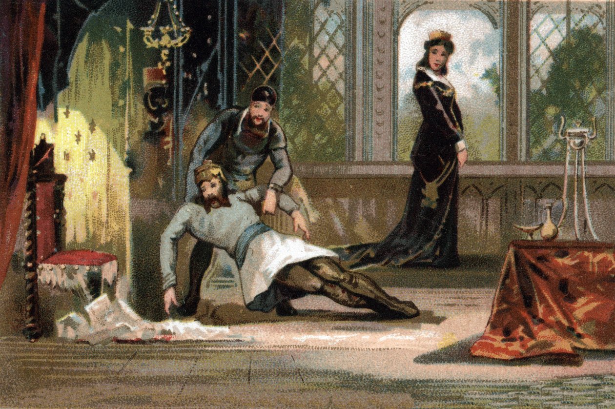 A morte de Luís V disse o Faineant (c. 967-987), rei da França de 986 a 987. Segundo a foto, ele foi envenenado por sua esposa Adelaide d