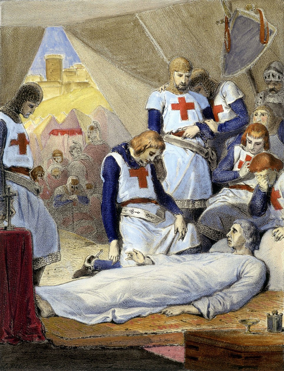 A morte de Saint Louis, durante a 8ª Cruzada de French School