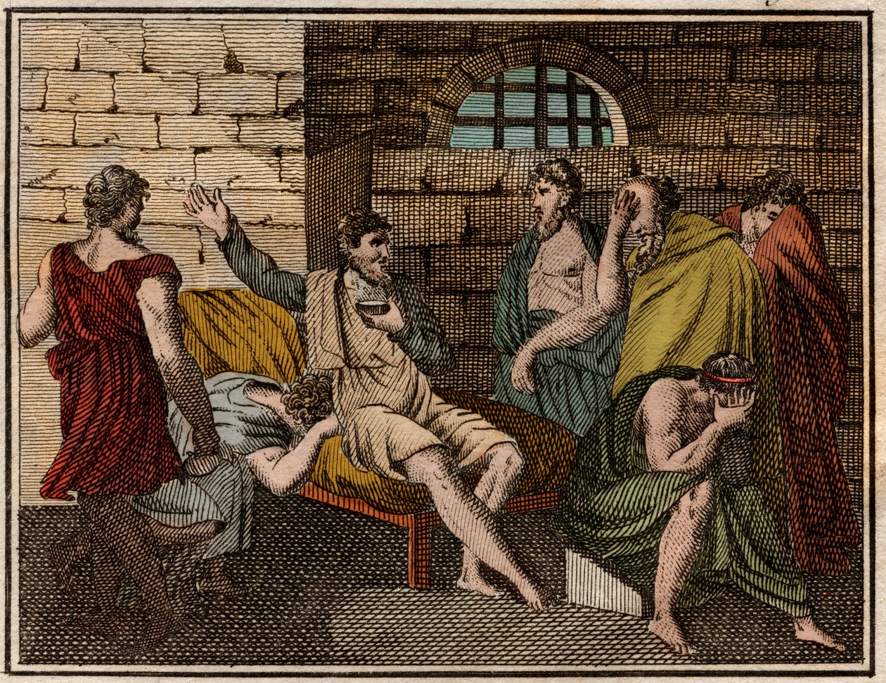 A morte de Sócrates, filósofo grego (470–399 aC). de French School