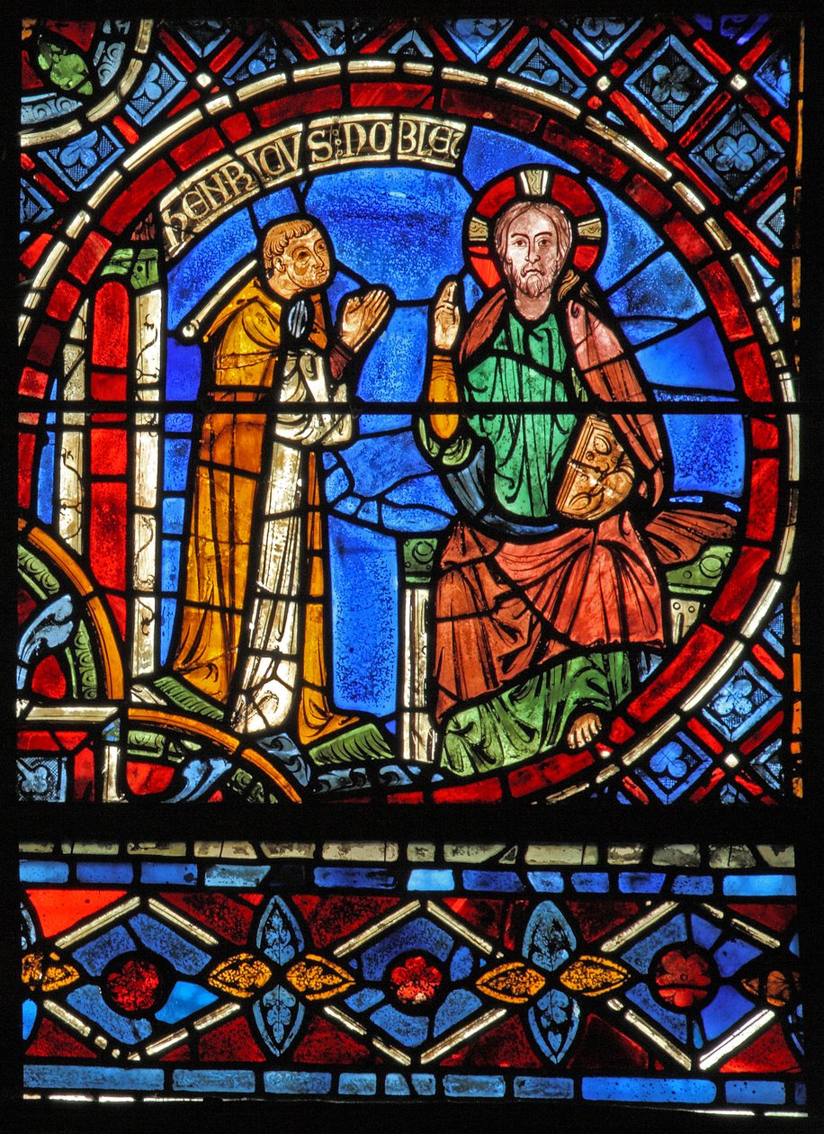 O doador Henry Noblet rezando diante de Cristo (w1) de French School
