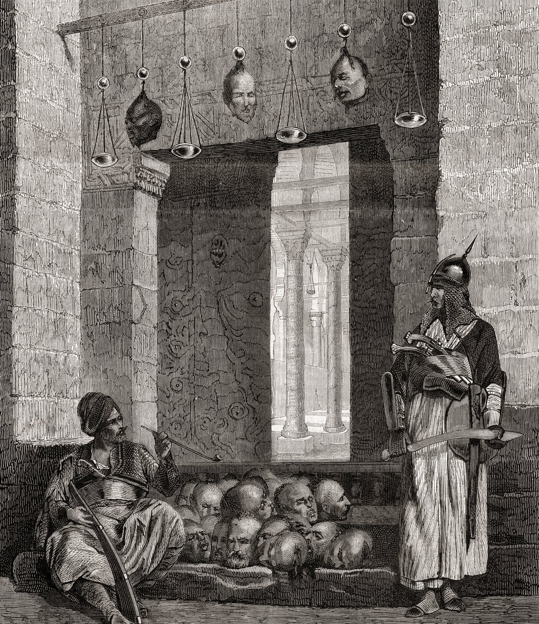A entrada para a Mesquita El Assaneyn, no Cairo, Egito, a partir de "L" Univers Illustré ", 1866 de French School