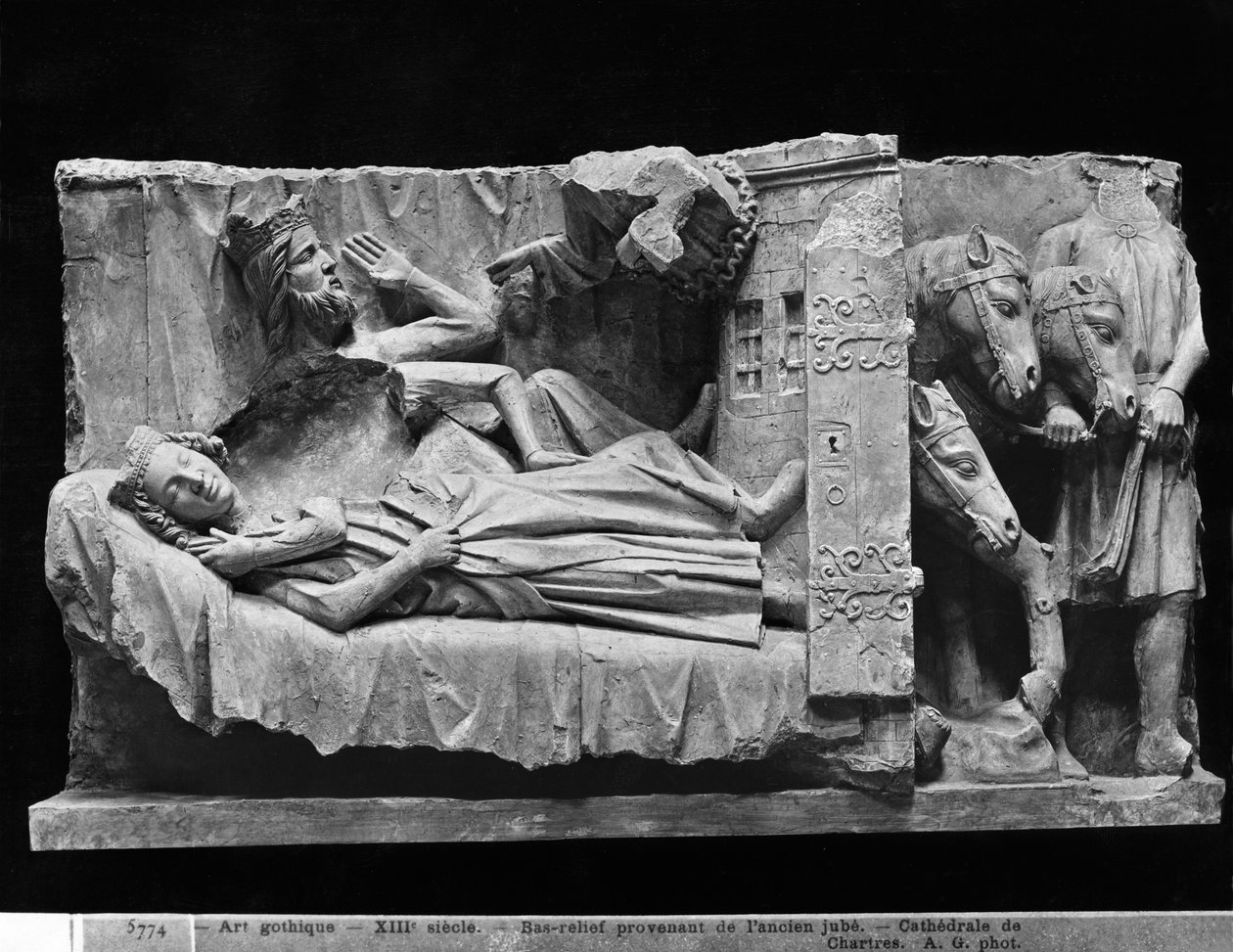 O sonho dos Magos, da Catedral de Chartres (gesso de pedra) de French School
