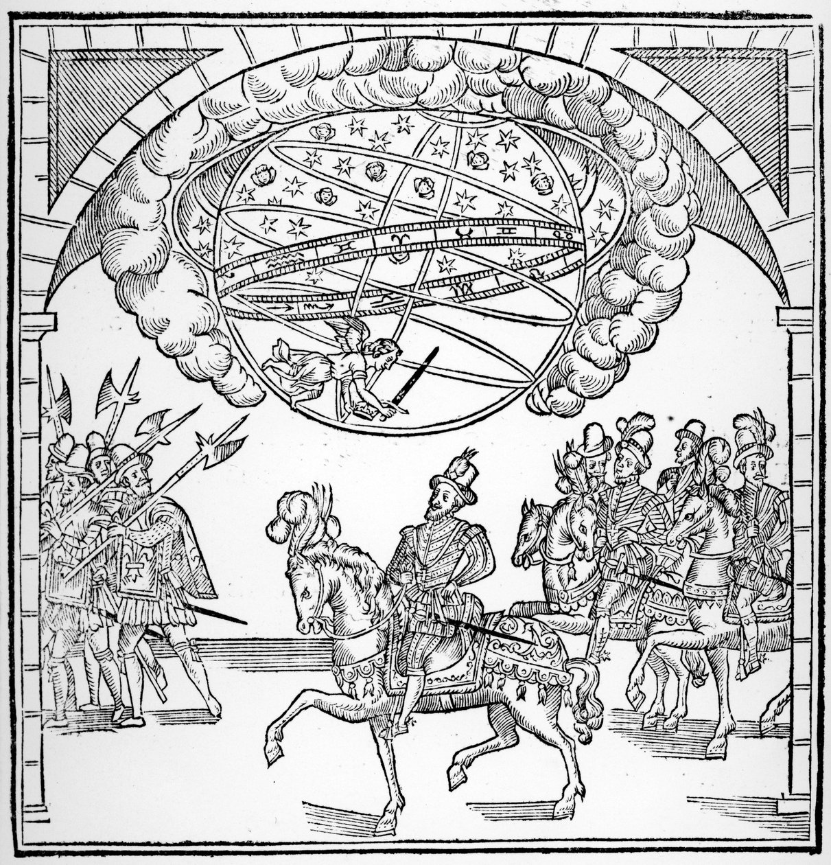 A entrada de Henri IV em Rouen, ilustração de "Discurso do amante e entrada triunfal de Henrique III em sua cidade de Rouën", publicada em 1599 de French School