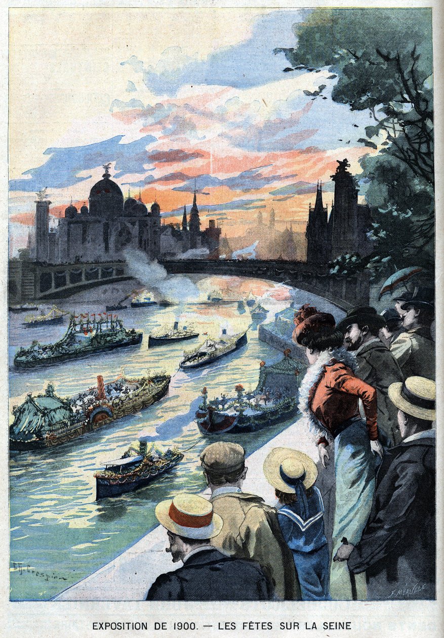 As Festas do Sena em Paris durante a Exposição Mundial de 1900 - em "Le Petitle Parisien de French School