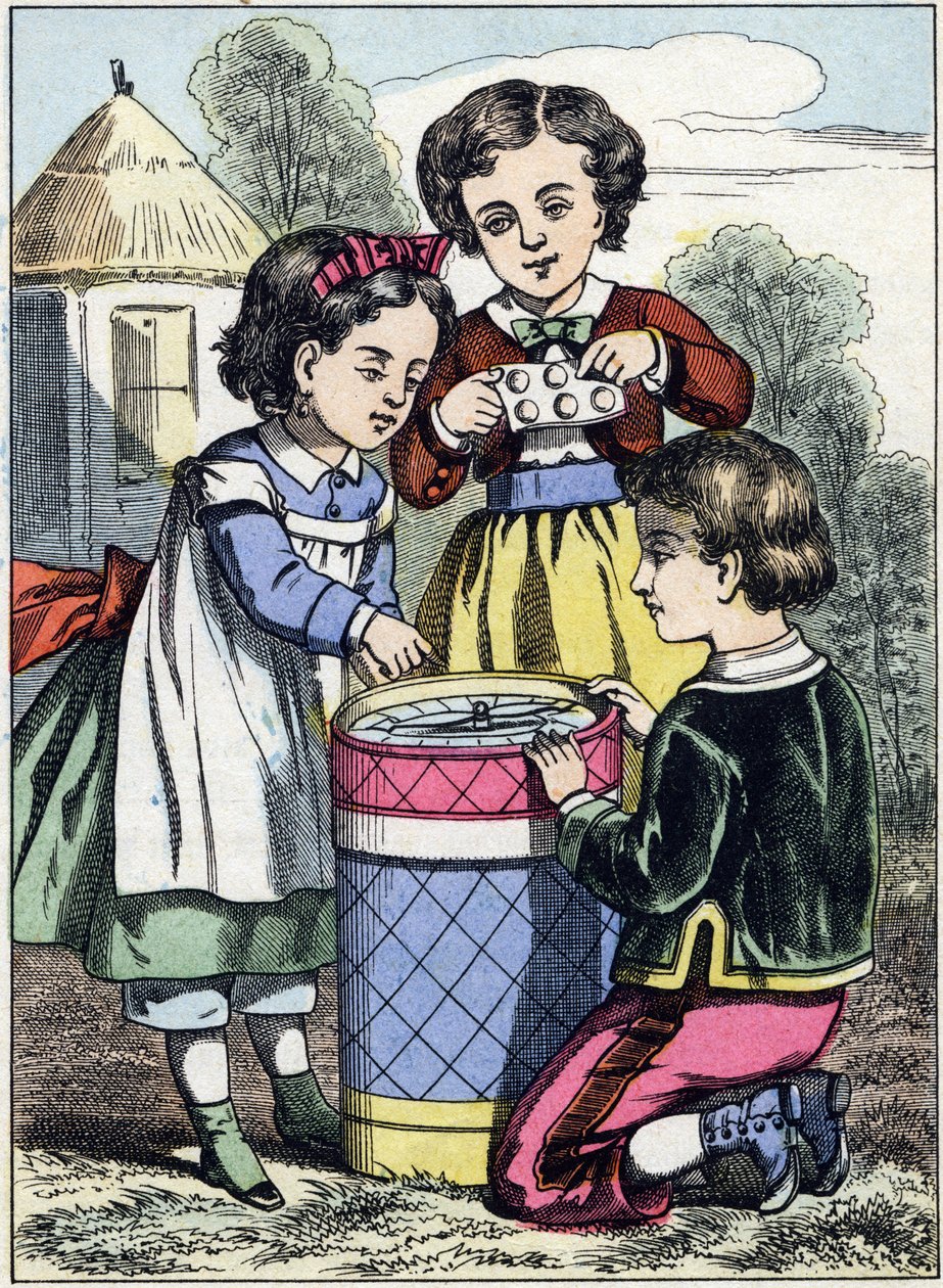 O jogo dos macaroons. Gravura do álbum de fotos "Os jogos da infância". Imagens de Epinal, finais do século XIX. 32 páginas. Dim: 20x14cm de French School