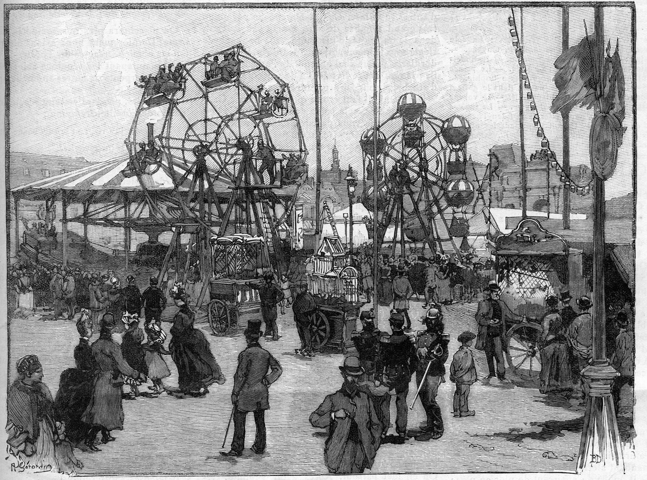 Os jogos do festival em Paris, em 1888. de French School