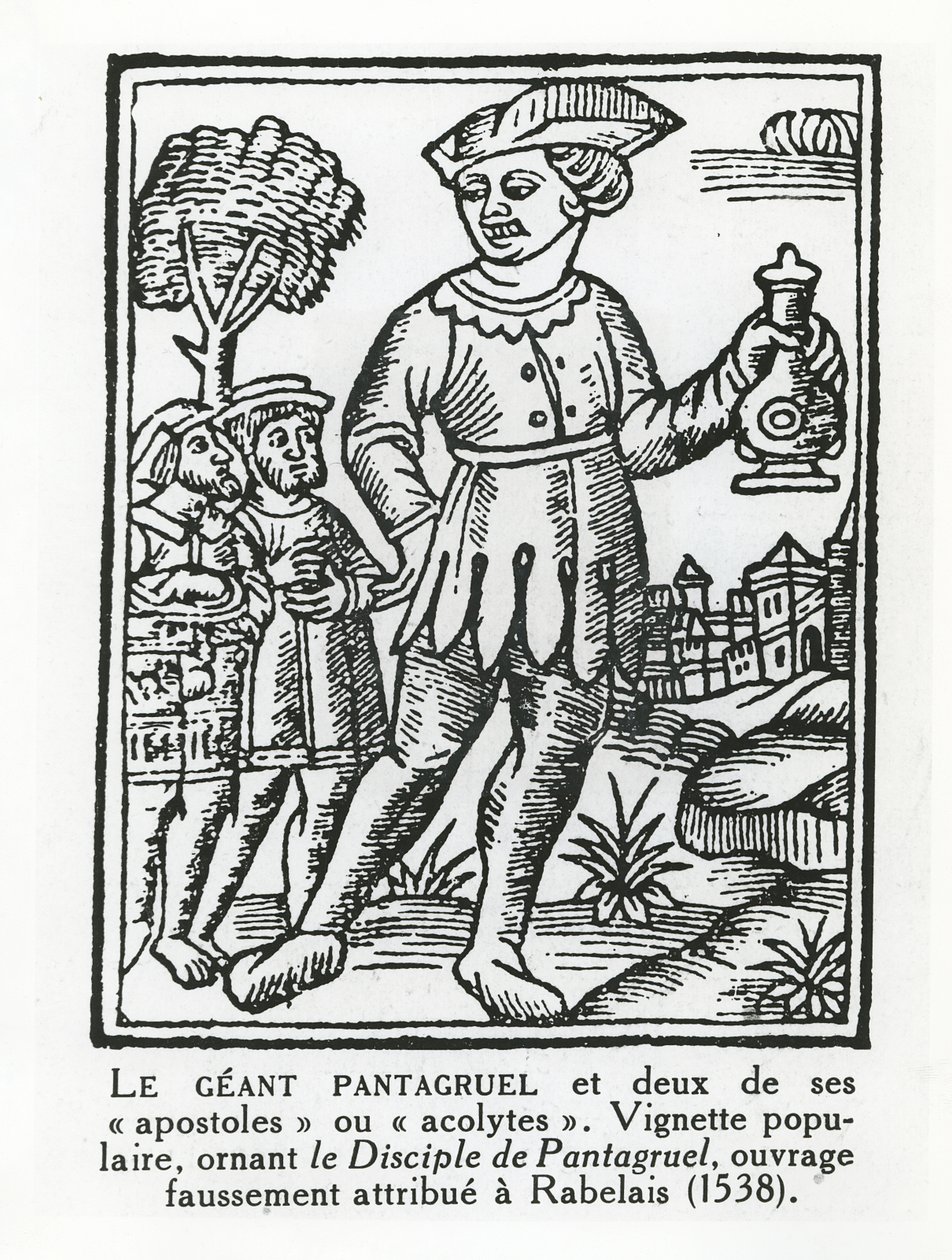 O gigante Pantagruel e dois dos seus apóstolos, do 