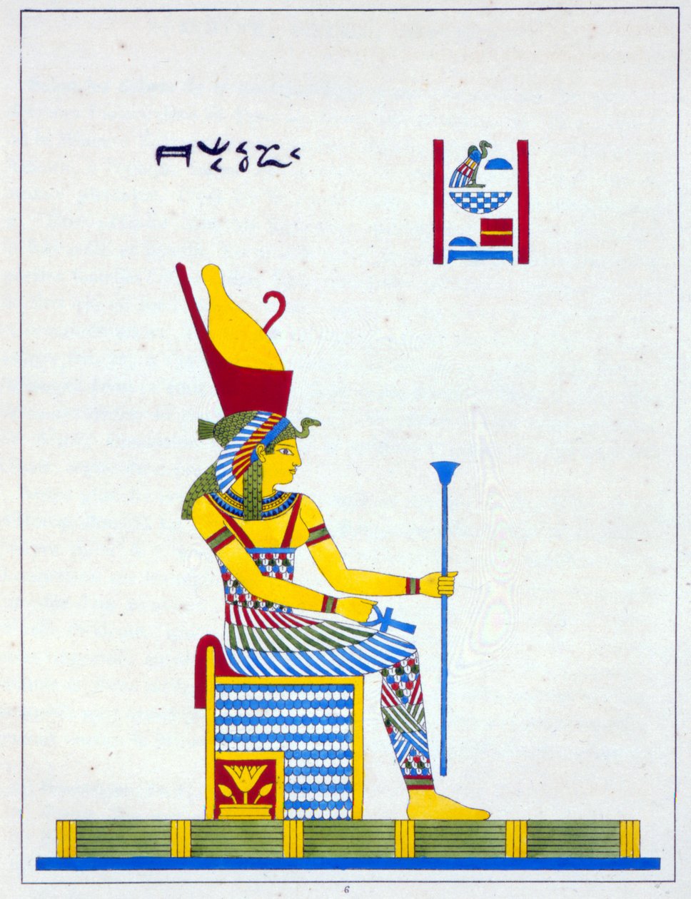 A deusa Neith, ilustração do panteão egípcio: coleção de personagens mitológicos do antigo Egito por Jean-François Champollion, publicado em 1986 de French School