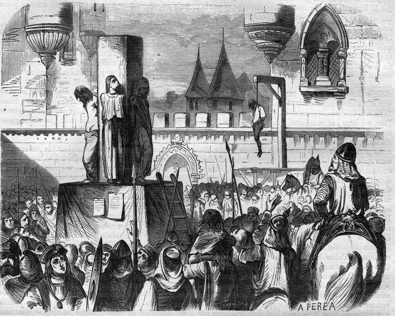 Os hereges enforcados e queimados no açougue pelos padres de Gilbert de la Porree, Bernard de Clairvaux e Abbe Suger, França de French School