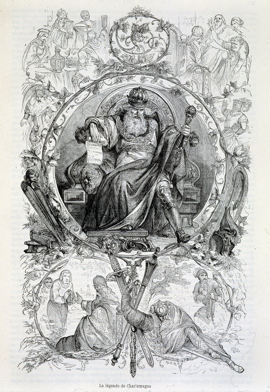 A lenda de Carlos Magno, gravura de French School