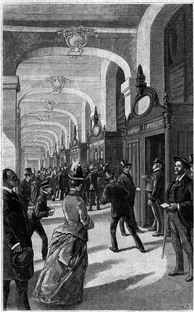 A galeria das caixas postais do Hotel des Postes de la rue du Louvre em Paris. Gravação no jornal "La jeunesse". de French School