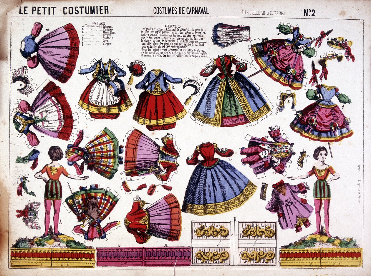 A pequena costureira - fantasias de carnaval: decoupage. século 19. de French School
