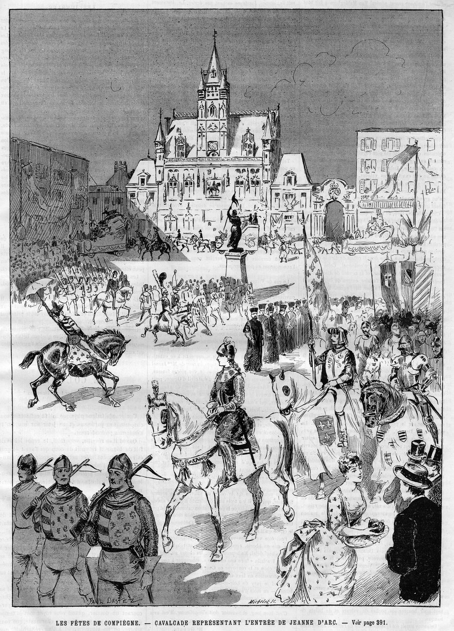 As festas medievais de Compiegne em 1886: cavalgada representando a entrada de Joana d