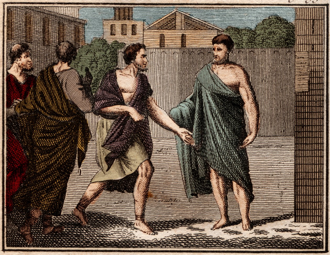 O ostracismo de Aristides, o justo (c530-c468 aC), soldado e estadista grego antigo (ateniense). de French School