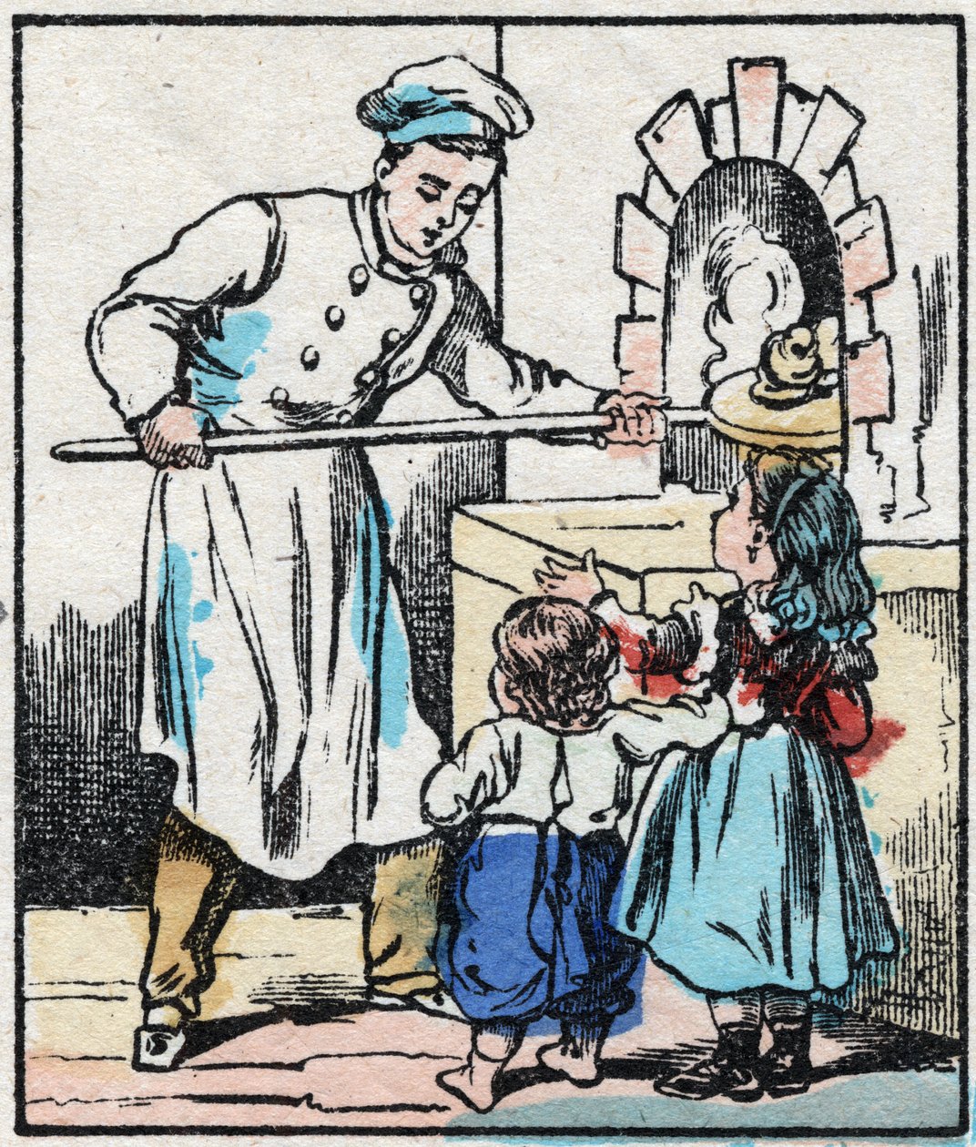 O pasteleiro. Gravura em "La chanson des metier". Imagem epinal, finais do século XIX. Coleção privada. de French School
