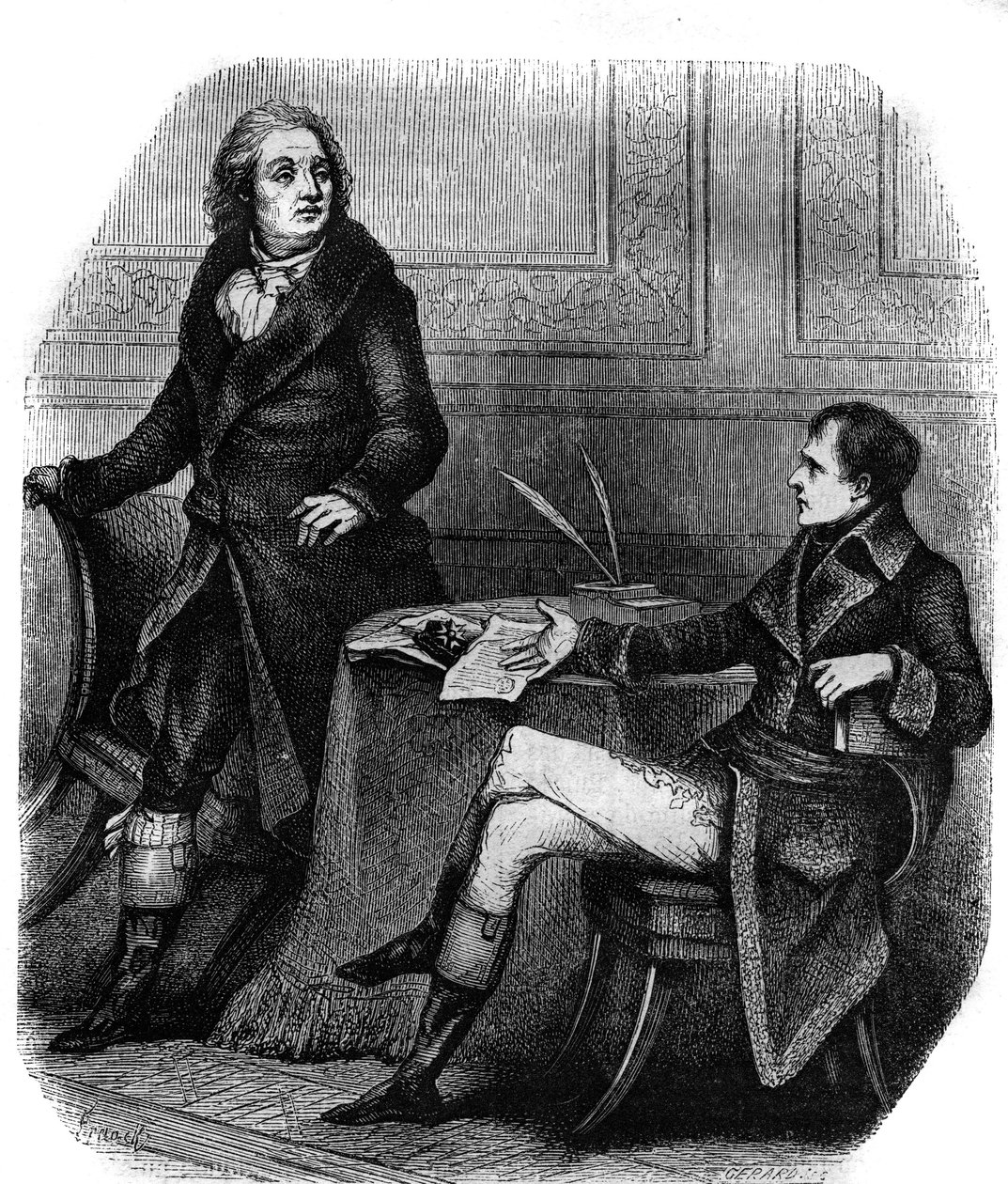 O poeta e dramaturgo Jean François (Jean-Francois) Ducis (1733-1816) com Bonaparte (Napoleão 1 de French School