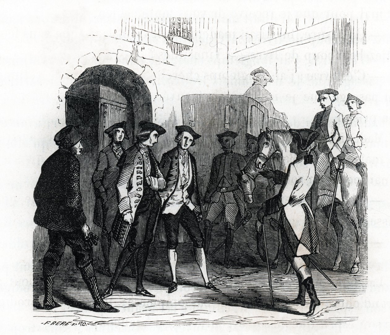 Os prisioneiros de Vincennes foram transferidos para a prisão da Bastilha em 1784 - (gravura) 1846 de French School