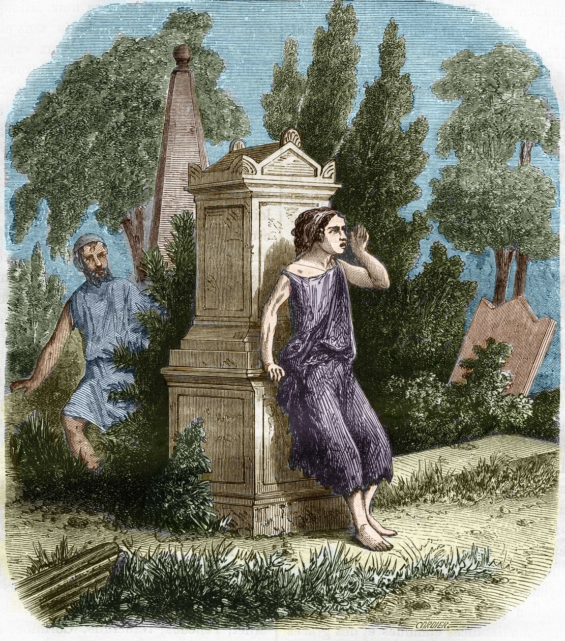 As prostitutas de Antiquite, Grécia: os Hetaires fizeram abertamente o seu pequeno metier. Engravurein "The history of prostitution and debauche among all the peoples of the world from antiquity to the present day" do Dr. Th. -F. Debray. 1879. de French School