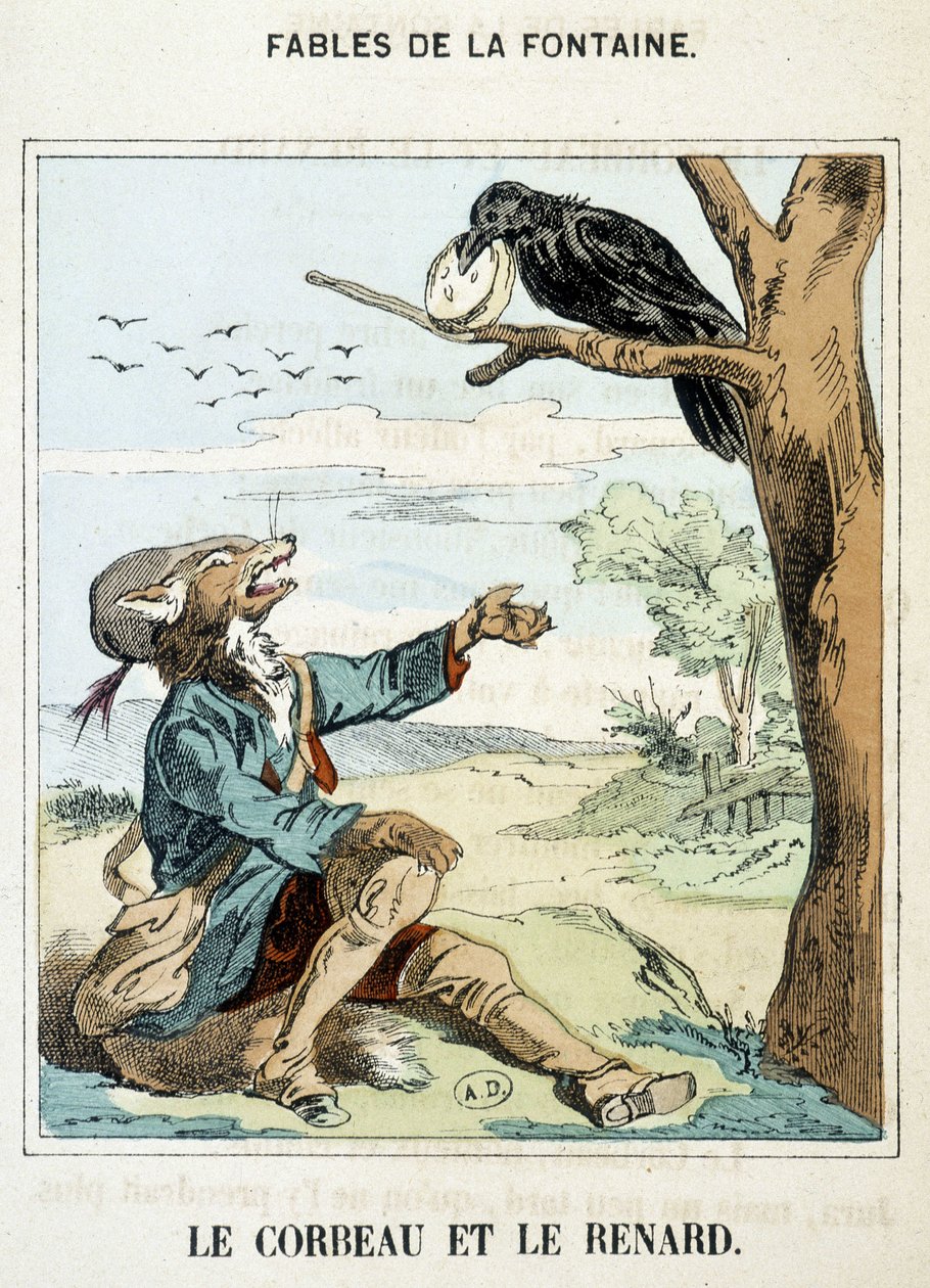 O corvo e a raposa - em "Fábulas" de La Fontaine de French School