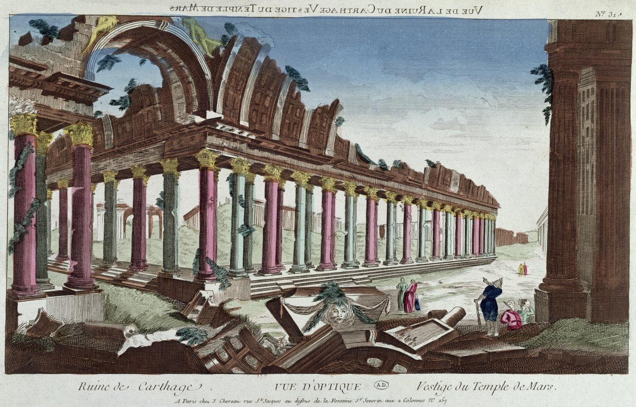 Os restos do Templo de Marte entre as Ruínas de Cartago de French School