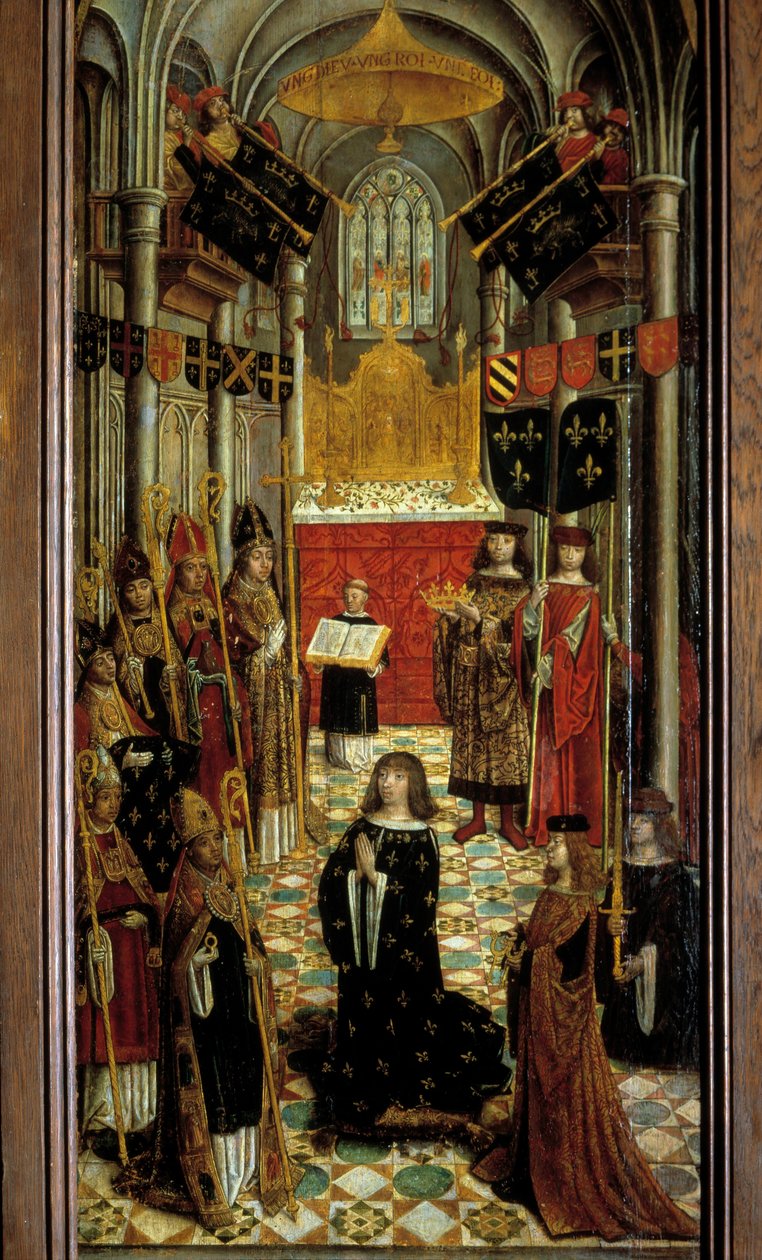 A sacristia de Luís XII (1462-1515) na catedral de Reims em 27 de Maio de 1498 Pintura em madeira da escola francesa do século XVI. 1501. Dim. 1,95x0,5 m. Paris, Museu Nacional da Idade Média, Termas de Cluny de French School