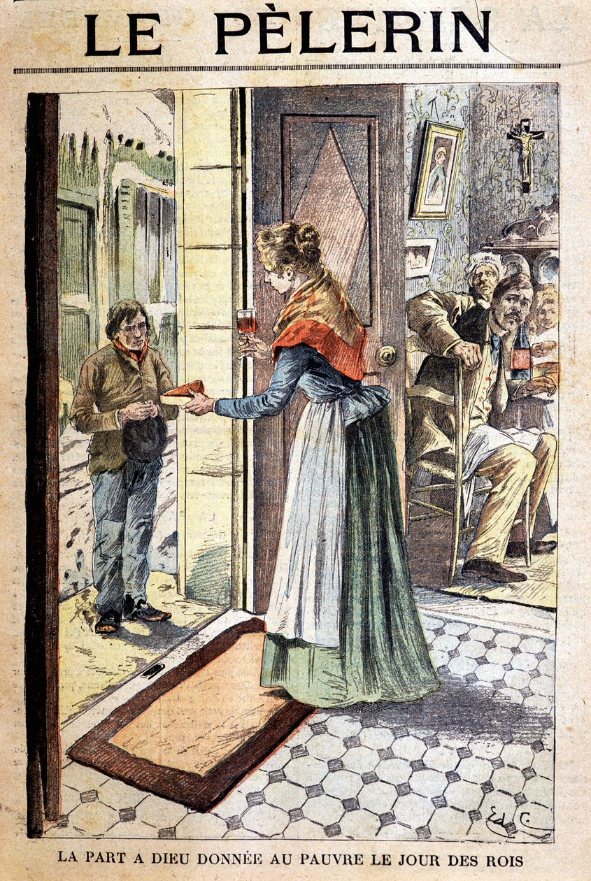 A parte de Deus dada aos pobres no dia dos reis - em "Le Pelerin", deb. 20 s. (gravura) de French School
