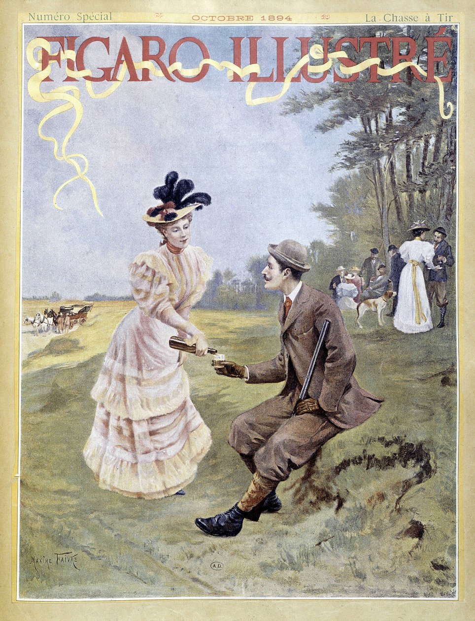 A caçada de tiro - em "Figaro ilustrado" de French School
