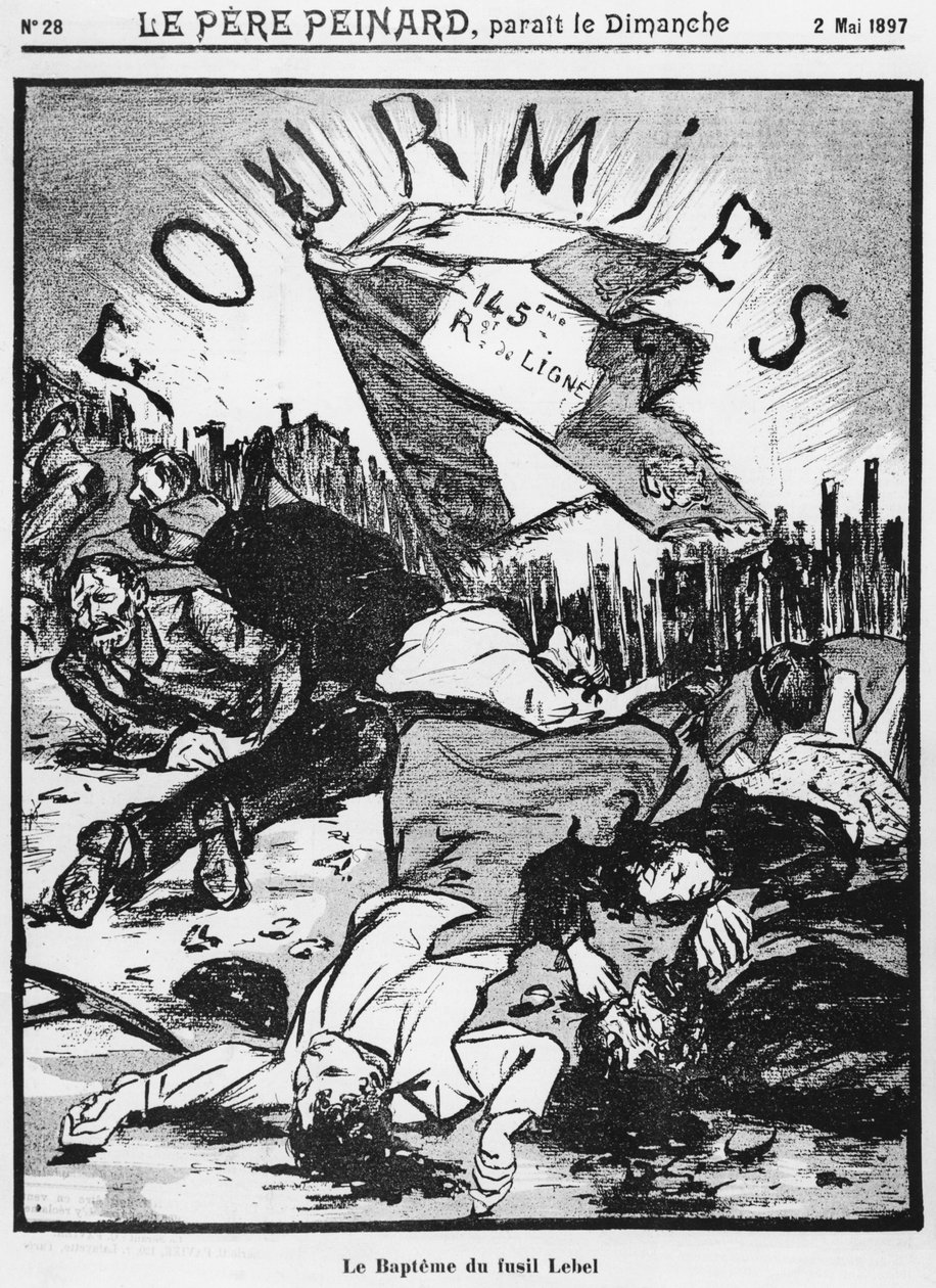 O tiroteio de Fourmies, ilustração de Le Pere Peinard, 2 de maio de 1897 de French School