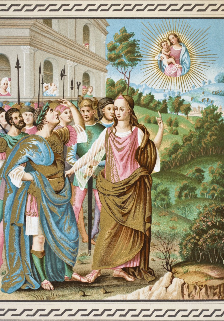 A sibila de Tiburtis anunciando a Augusto a vinda de Jesus Cristo, de "Ciência e Literatura na Idade Média", de Paul Lacroix (1806-84), publicado em Londres em 1878. de French School