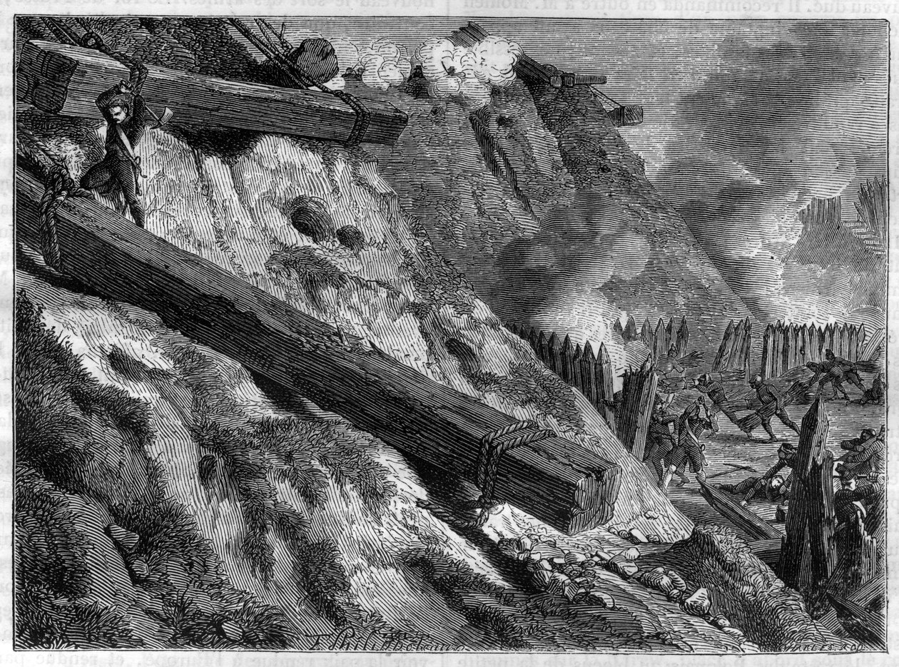 O cerco de Dantzig (actual Gdansk) em 19 de Março de 1807 durante a Guerra da Quarta Coligação - Acto de Heroísmo do Caçador François Valle durante o Cerco de Dantzig - em "História do Império Seguindo a História do Consulado" por Adolphe Thier de French School