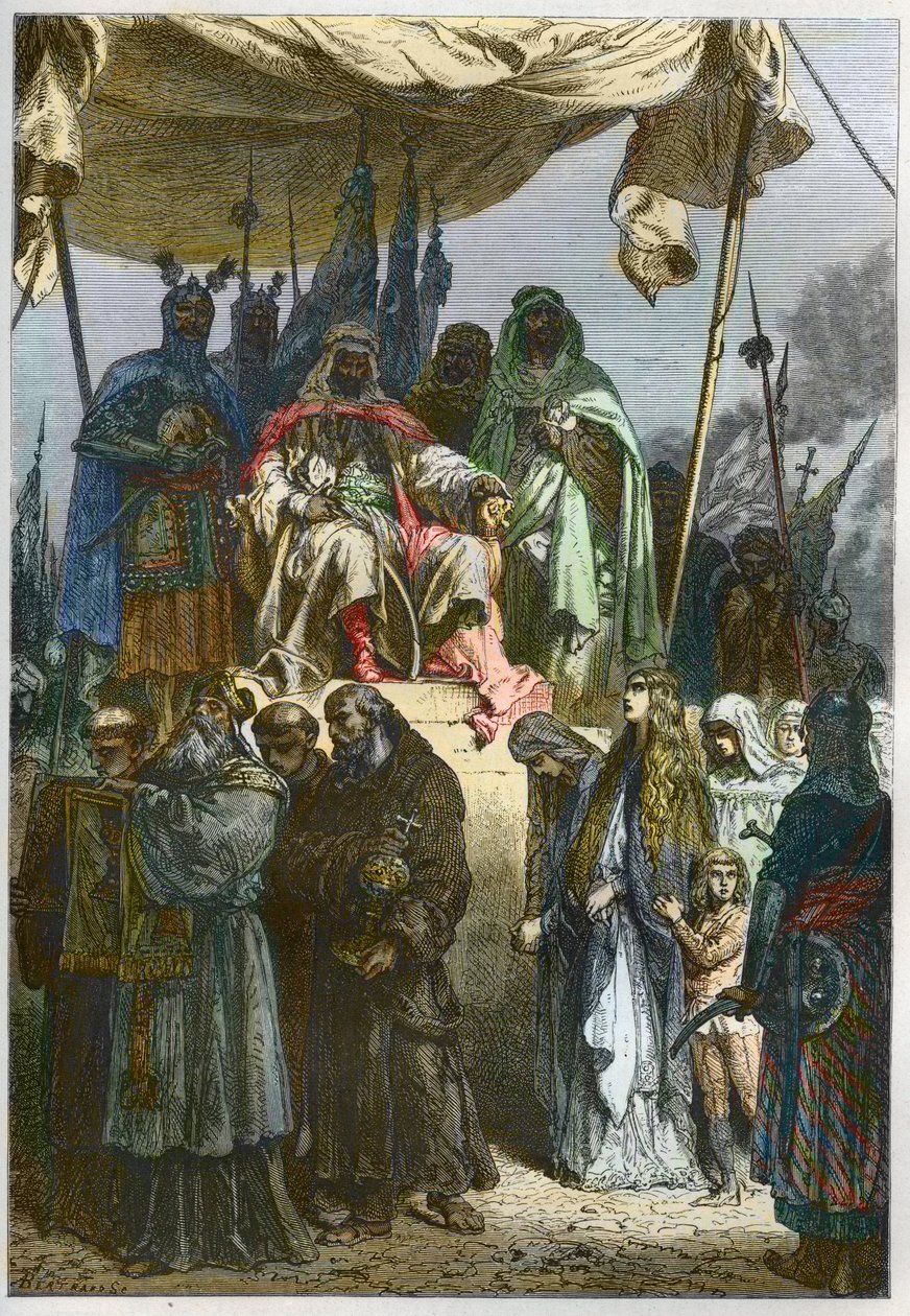 O cerco de Jerusalém em 1187 por Saladino de French School