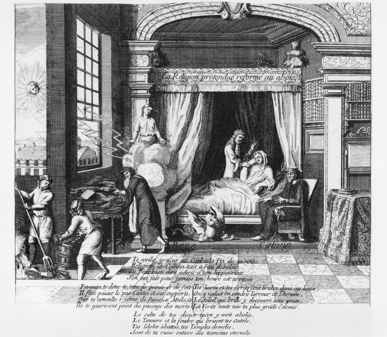 A chamada Religião Protestante Reformada em situação desesperadora, 1684 de French School