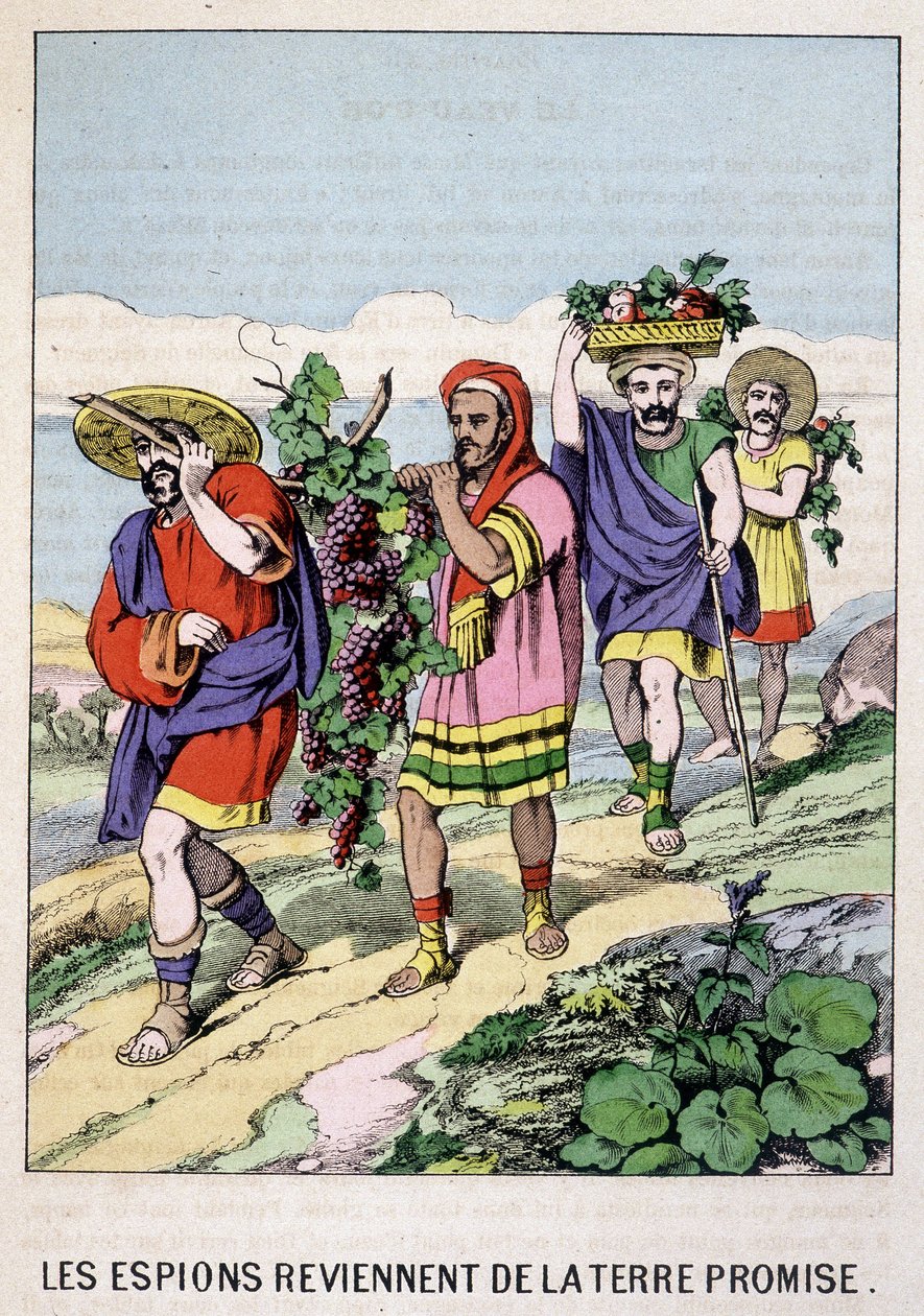 Os espiões voltam da terra prometida - em "Vida de Moisés", ed. Olivier Pinot, Epinal, final do século XIX de French School