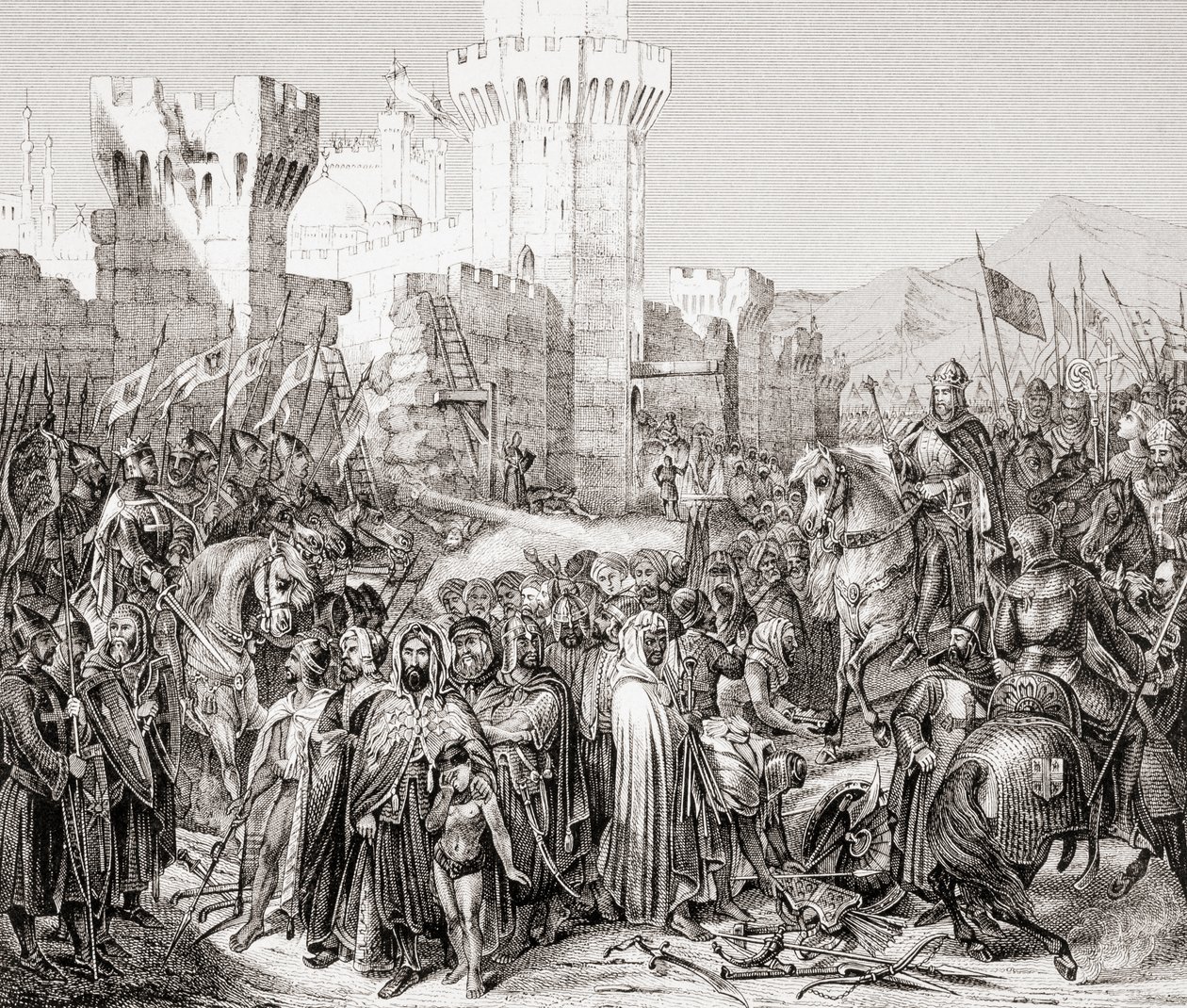 A rendição do Acre a Filipe II da França, chamado Philip Augustus, durante a Terceira Cruzada, de L