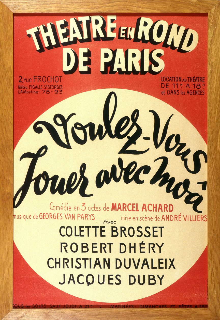 A peça de teatro "Want to play with moâ?", de Marcel Achard, no teatro em círculos de Paris. de French School