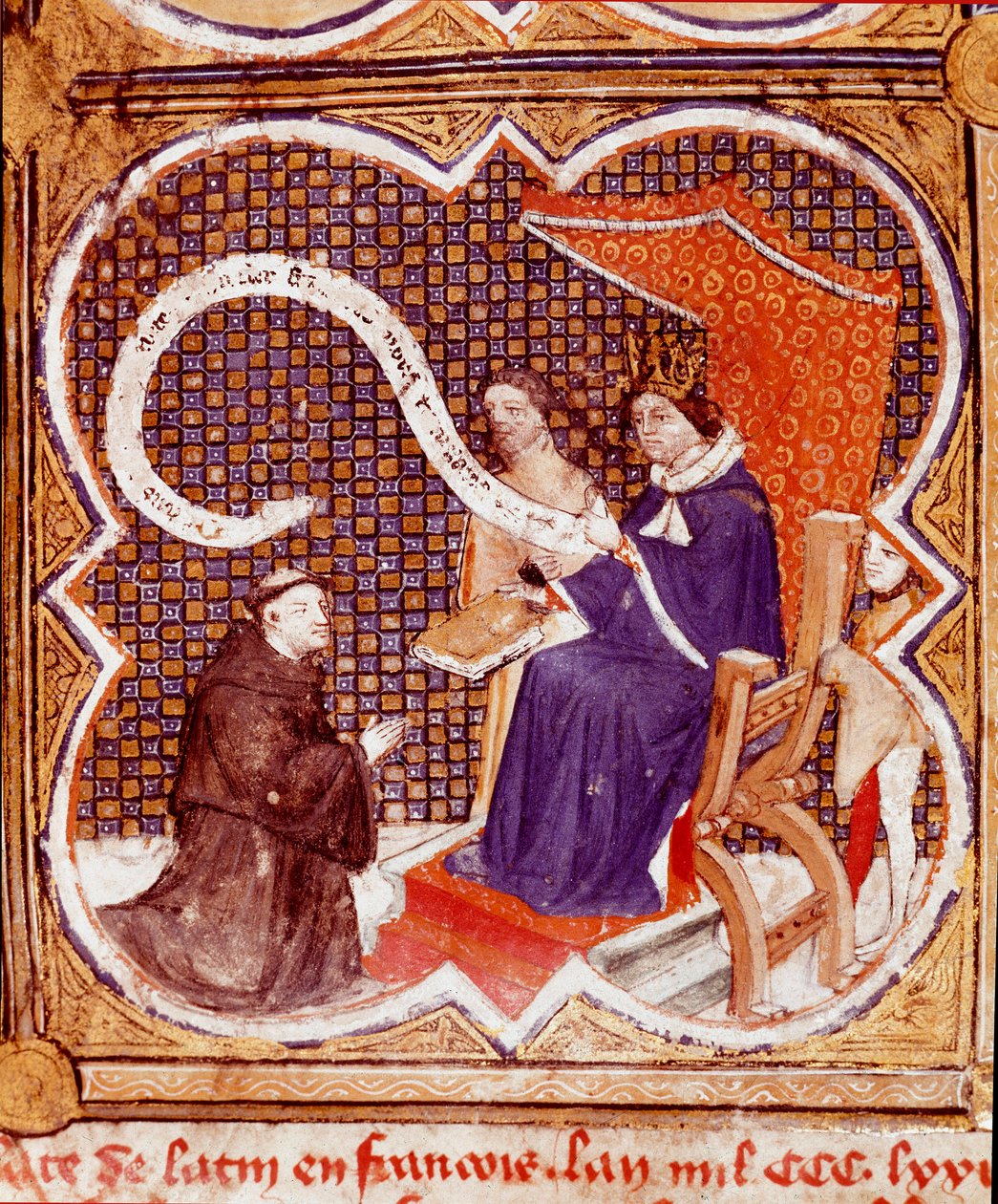 O tradutor oferece seu livro ao Rei Carlos V (1338-1380) Miniatura tirada de 
