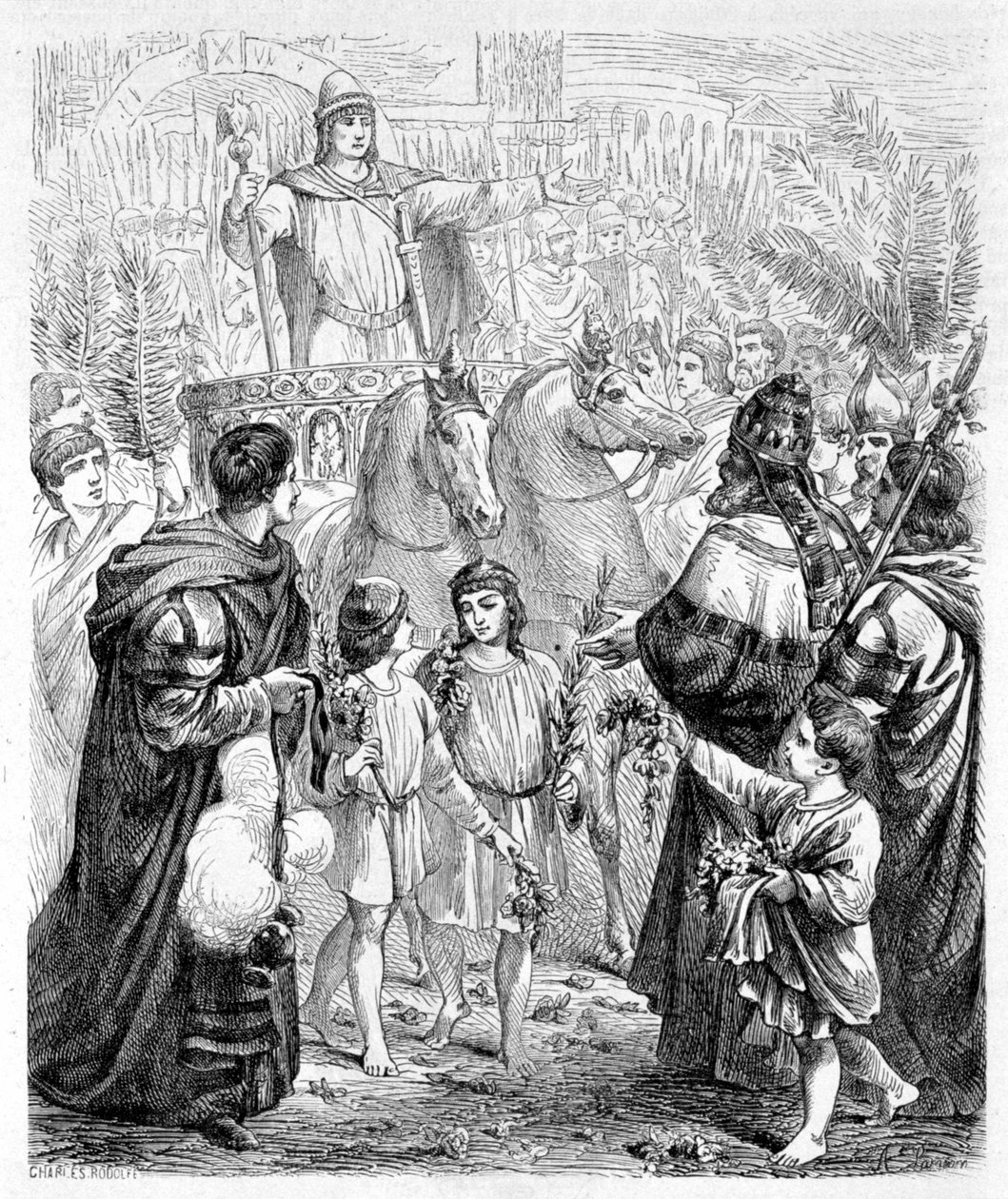 O triunfo de Constantino (imperador romano) - na "História dos Papas". de French School