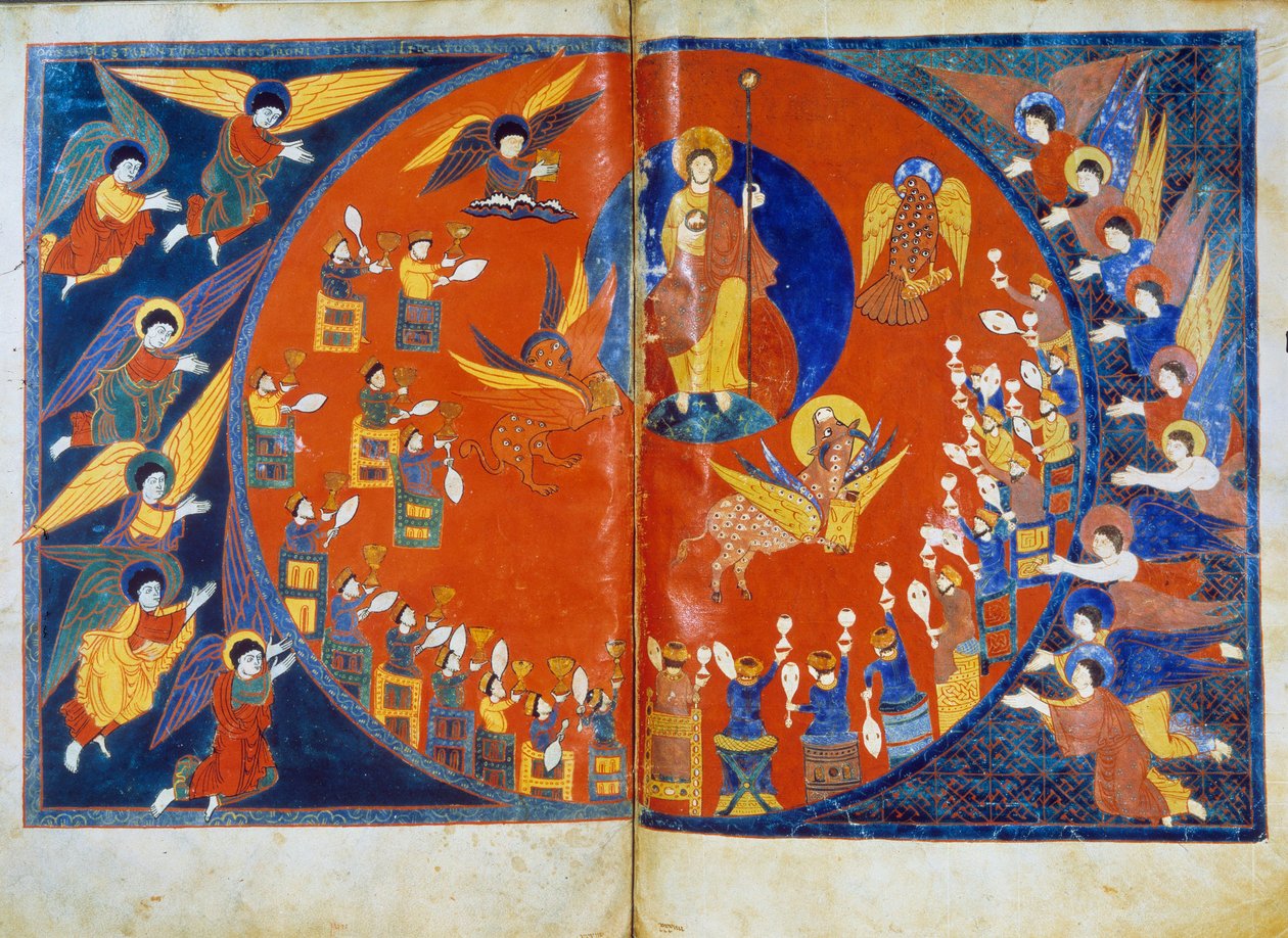 A visão de São João Miniatura deriva dos comentários de "O Apocalipse segundo São João" escritos em 775 pelo monge Beato de Liebana de French School