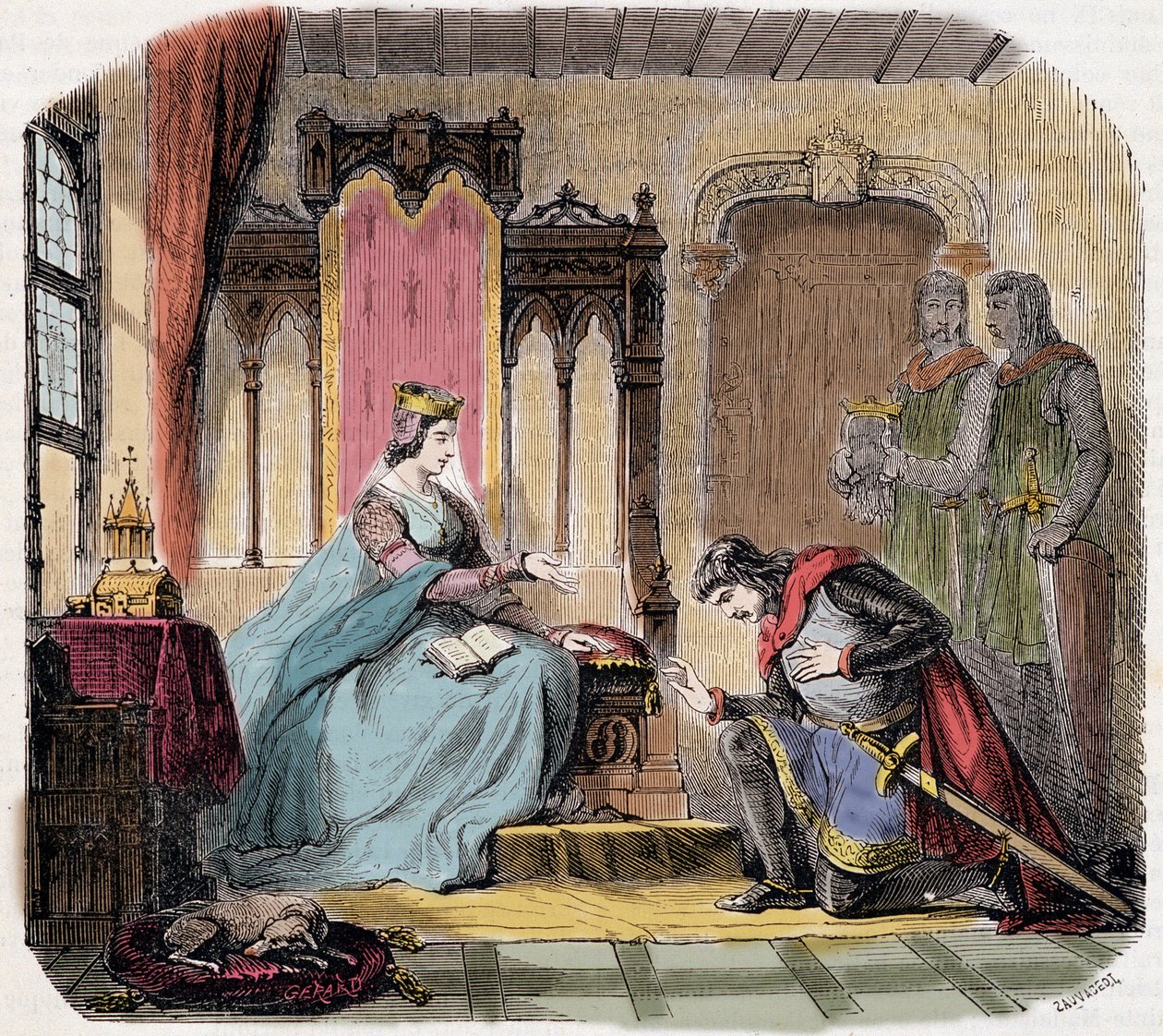 Thibault IV de Champagne (1201-1253) (também conhecido como Thibault I de Navarra), veio aos pés da rainha Blanche de Castela para avisá-la do perigo que correria - em "Paris a travers les cuecles", de Genouillac de French School