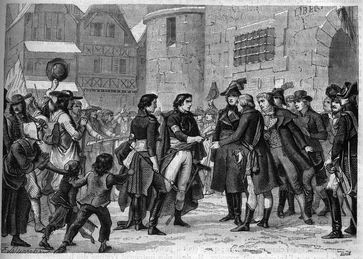 Terceira Guerra de Vendee (1799-1800): Chefes vendeeus devolvem as armas em janeiro de 1800 - Gravura de 1865 no "Histoire du Consulate et de l