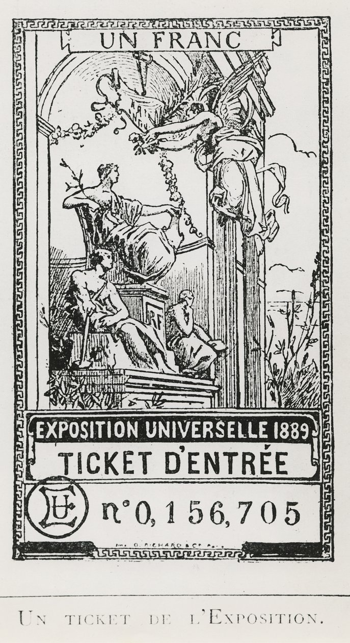 Ingresso para a Exposição Universelle de 1889 (litho) de French School