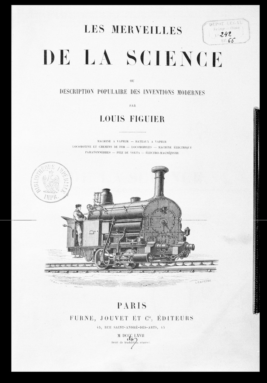 Página de título das maravilhas da ciência por Louis Figuier (1819-94), publicado por Furne e Jouvet, 1867 de French School