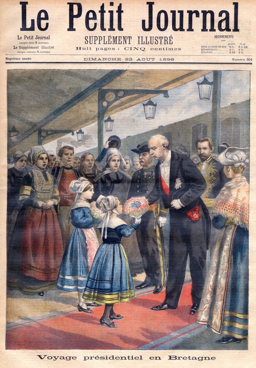 Página de rosto da viagem presidencial de Felix Faure à Grã-Bretanha, ilustração do suplemento ilustrado do Le Petit Journal, 23 de Agosto de French School