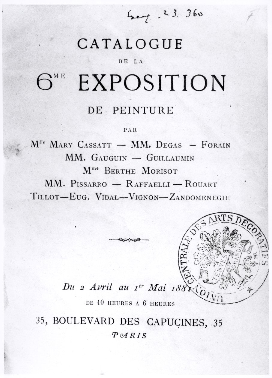 Página de rosto do catálogo da 6ª Exposição Impressionista, 1881 de French School