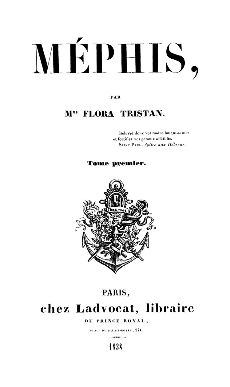 Página de rosto de Mephis por Flora Tristan (1803-44) publicado em Paris por Ladvocat, 1838 de French School