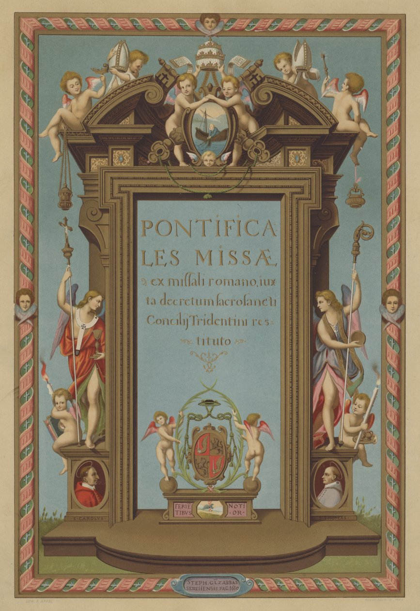 Página de rosto do Missal Pontifical (cromolitografia) de French School