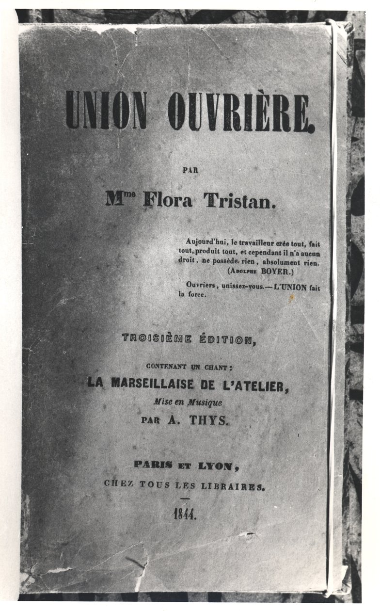 Página de título da Union Ouvriere de Flora Tristan (1803-44), publicada em 1844 de French School